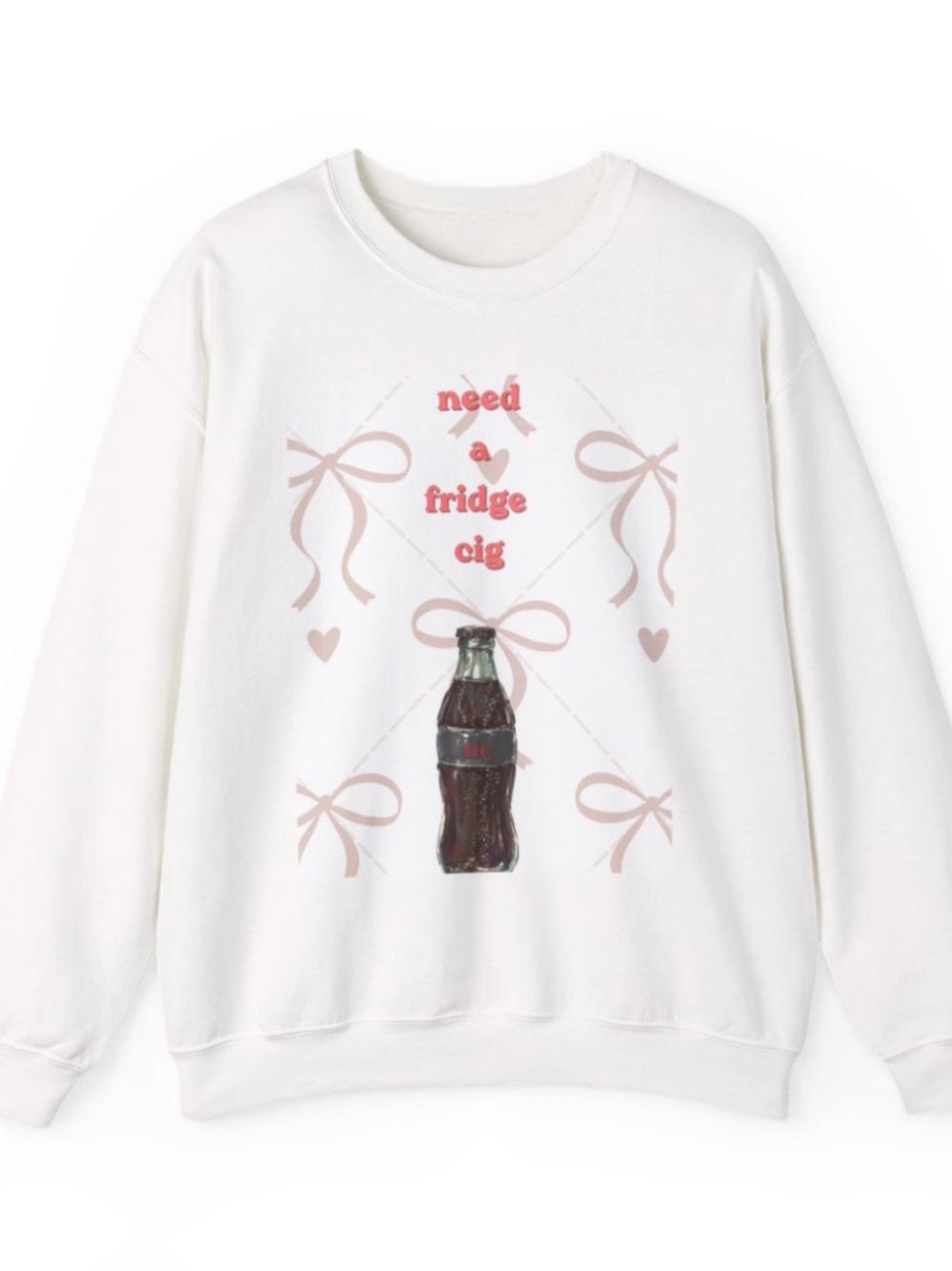 Diet Coke Need a Fridge Cig White Graphic Sweatshirt